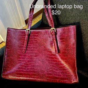 Faux Red Leather Laptop Bag